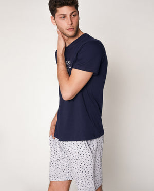 Pigiama uomo corto Admas 55327 stampato blu