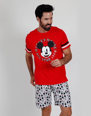 Pigiama uomo corto Disney 55401 topolino rosso cotone