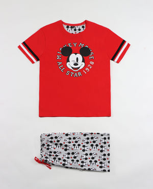 Pigiama uomo corto Disney 55401 topolino rosso cotone
