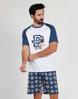 Pigiama uomo corto Disney 55406 paperino blu cotone