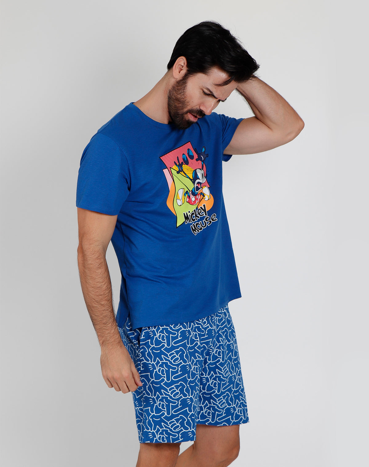 Pigiama uomo corto Disney 55407 topolino azzurro cotone