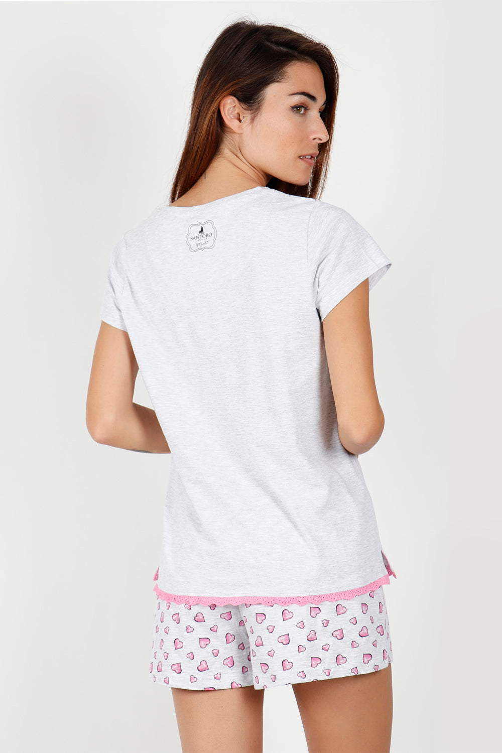 Pigiama donna corto Santoro Gorjuss 55501 mezza manica cuoricini