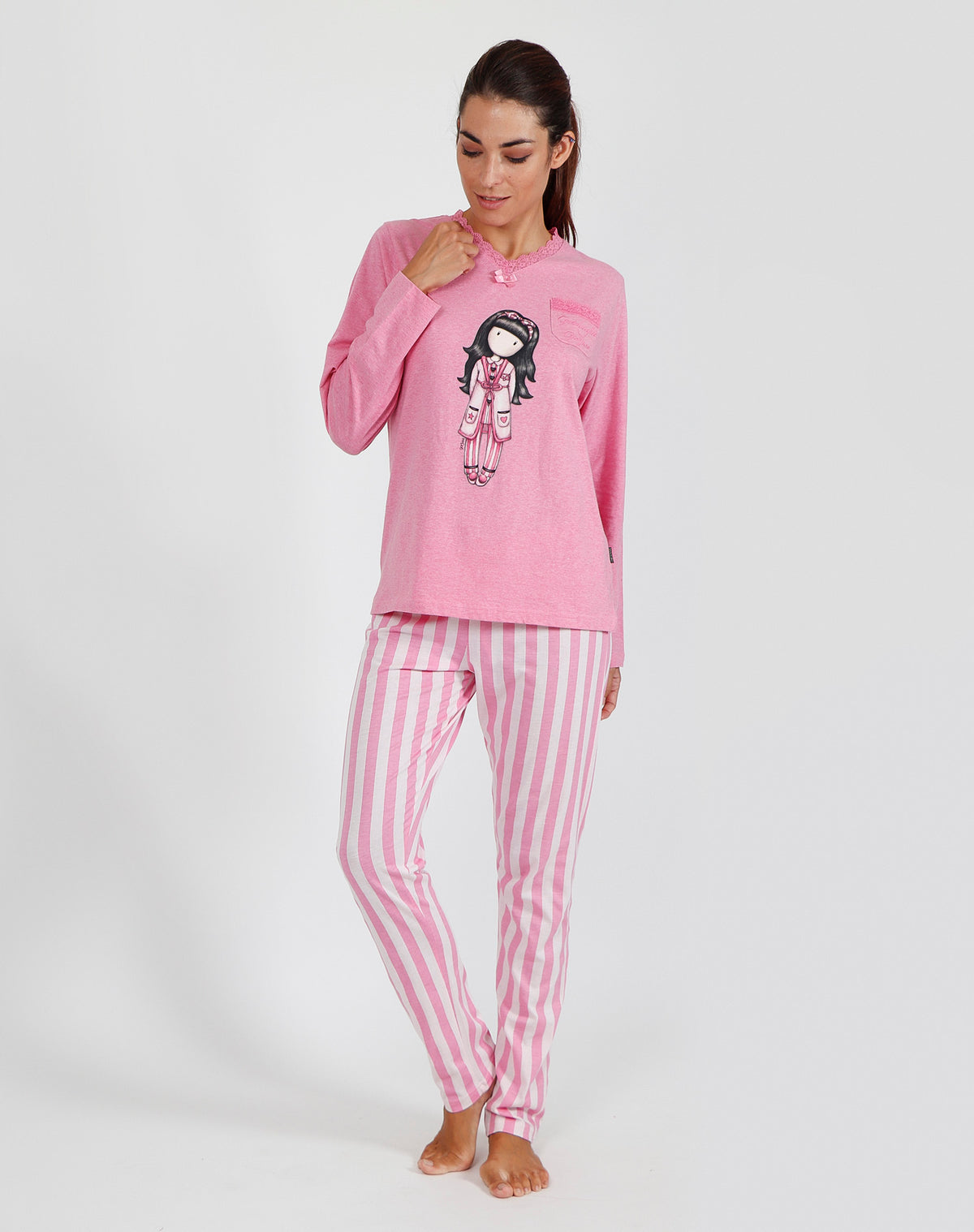 Pigiama donna lungo Santoro Gorjuss 55505 rosa