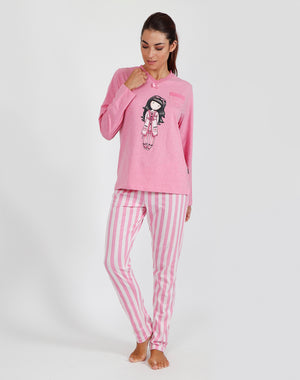 Pigiama donna lungo Santoro Gorjuss 55505 rosa
