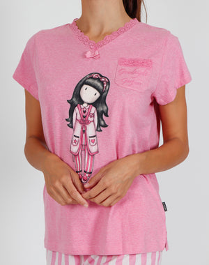 Pigiama donna corto Santoro Gorjuss 55523 rosa