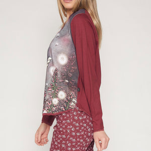 Pigiama donna Santoro Gorjuss 55532 caldo cotone bordeaux