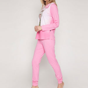 Pigiama donna Santoro Gorjuss 55533 pois rosa caldo cotone
