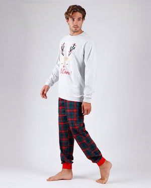 Pigiama uomo natalizio Admas 55558 caldo cotone grigio
