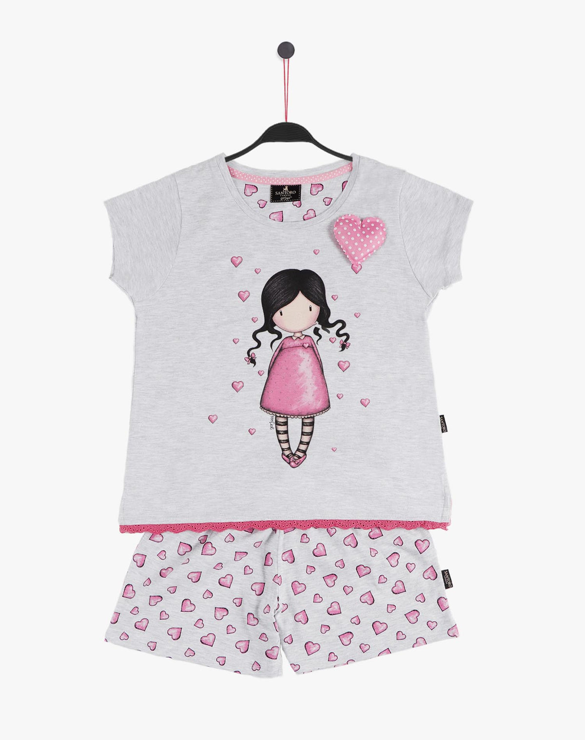 Pigiama bambina corto Santoro Gorjuss 55575 cuoricini
