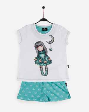 Pigiama corto bambina Santoro Gorjuss 55583 bianco