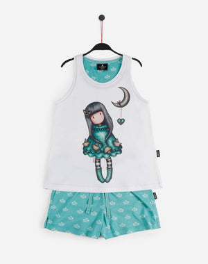 Pigiama bambina corto Santoro Gorjuss 55584 bianco