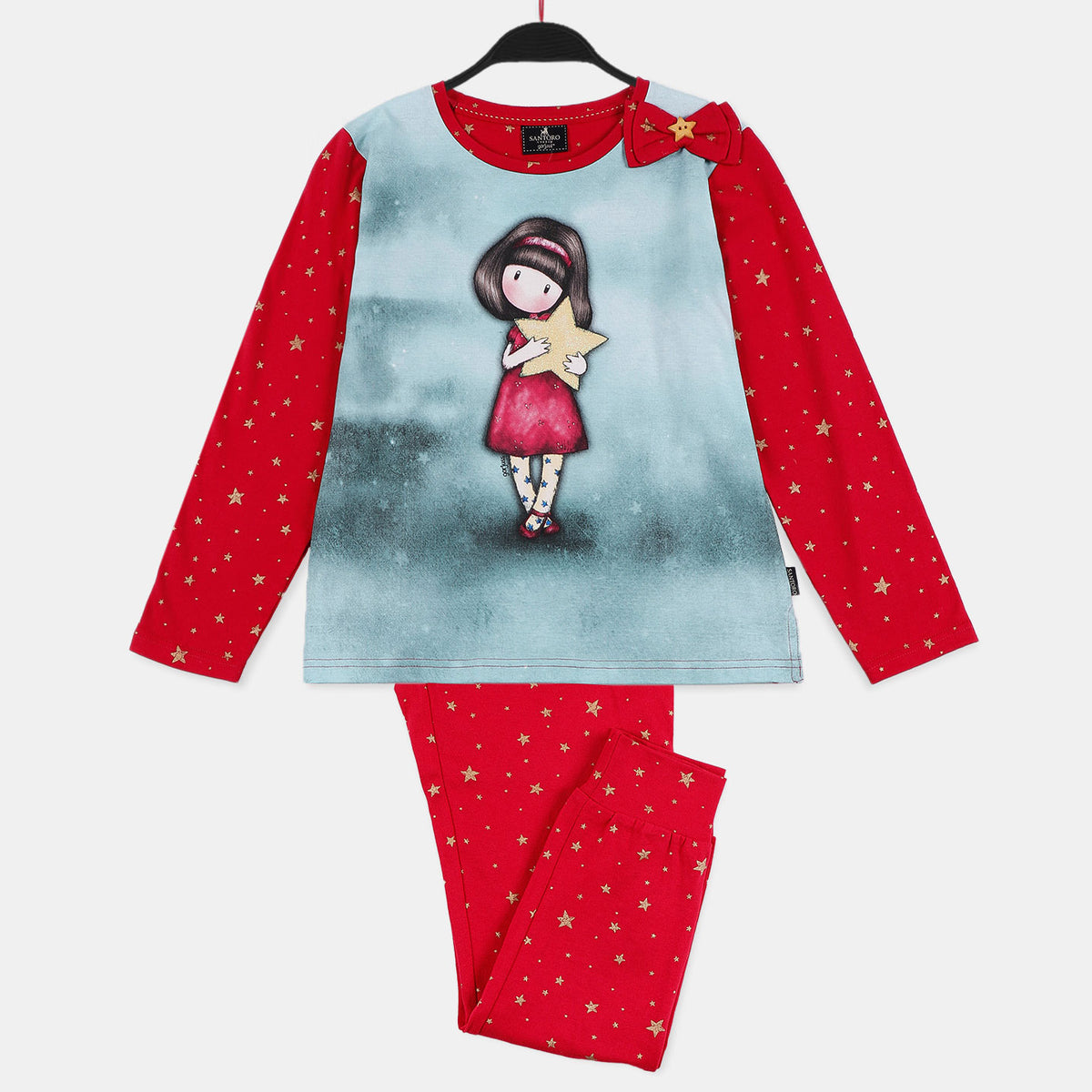 Pigiama bambina Santoro Gorjuss 55592 caldo cotone con stelline