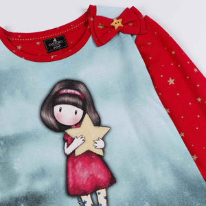 Pigiama bambina Santoro Gorjuss 55592 caldo cotone con stelline