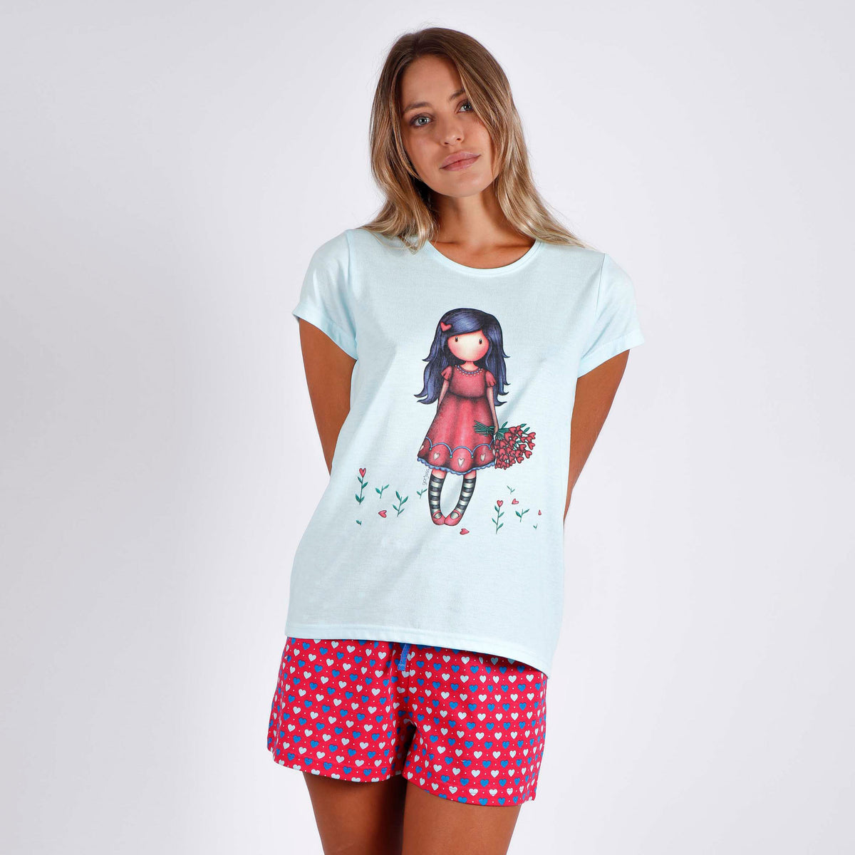 Pigiama donna corto estivo Santoro Gorjuss 55608 acquamarina