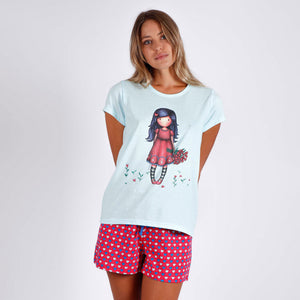 Pigiama donna corto estivo Santoro Gorjuss 55608 acquamarina