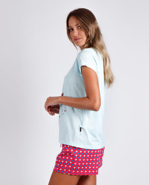Pigiama donna corto estivo Santoro Gorjuss 55608 acquamarina