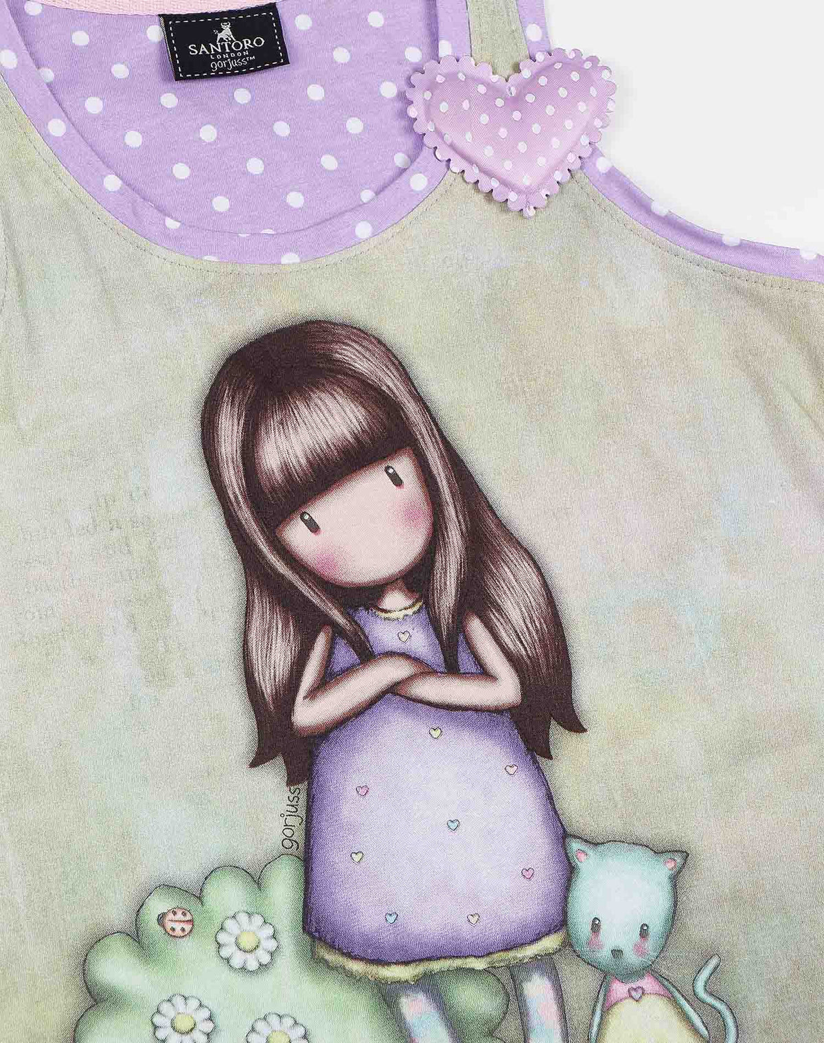 Pigiama bambina corto Santoro Gorjuss 55622 viola pois