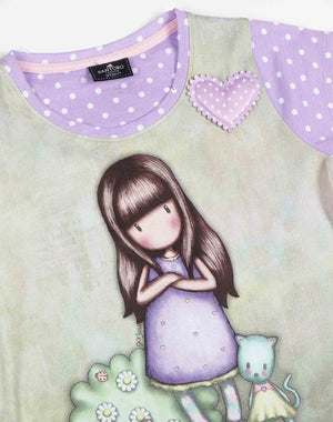 Pigiama bambina corto Santoro Gorjuss 55623 cotone lilla pois