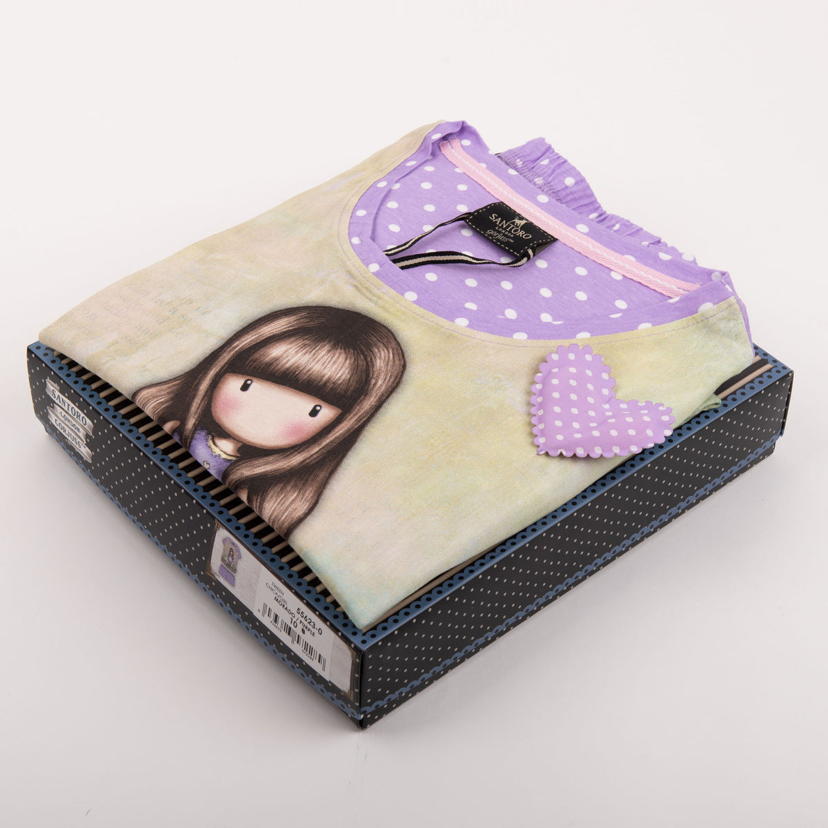 Pigiama bambina corto Santoro Gorjuss 55623 cotone lilla pois