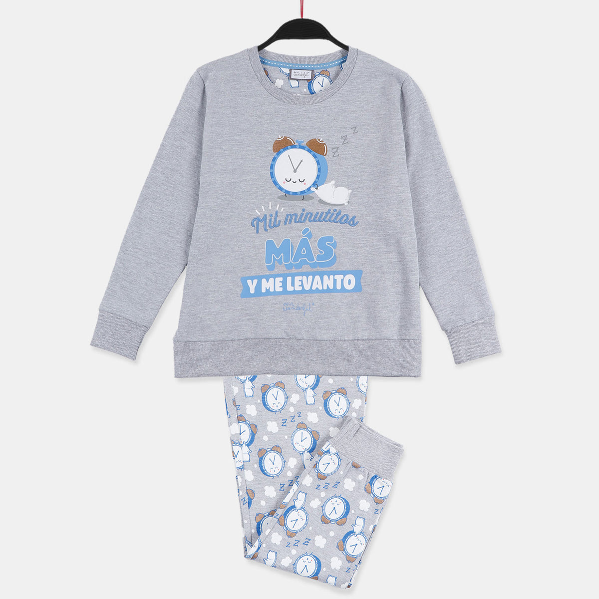 Pigiama bimba caldo cotone sveglia grigio Mr. Wonderful 55743