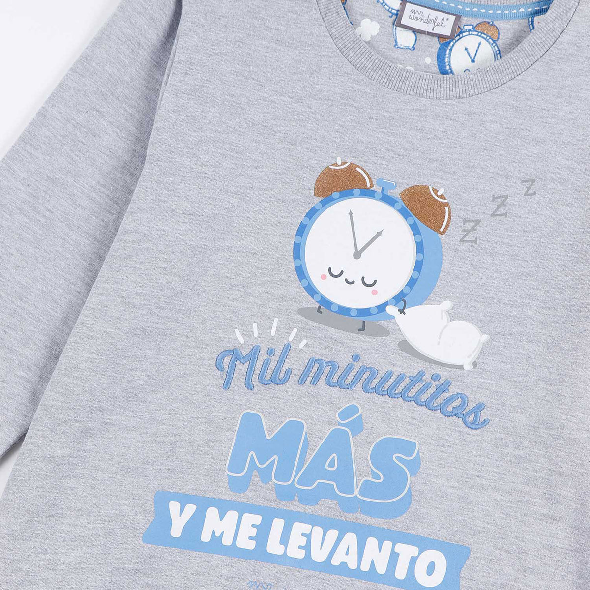 Pigiama bimba caldo cotone sveglia grigio Mr. Wonderful 55743