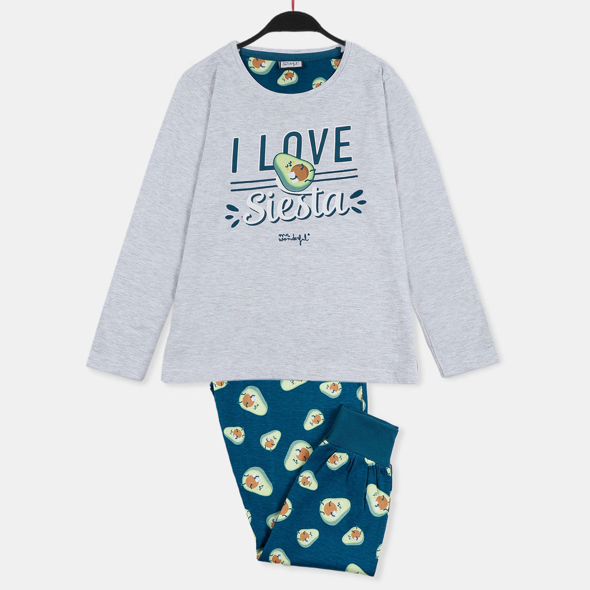 Pigiama bimba caldo cotone Mr. Wonderful 55744 grigio petrolio