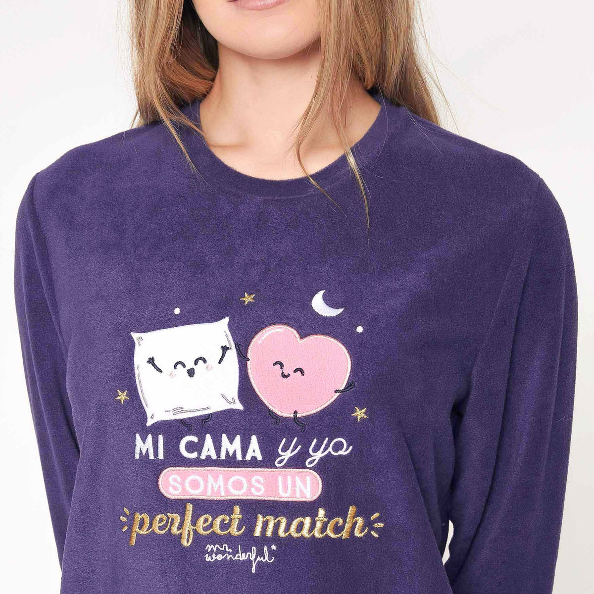 Pigiama donna Mr. Wonderful 55776 micropile blu
