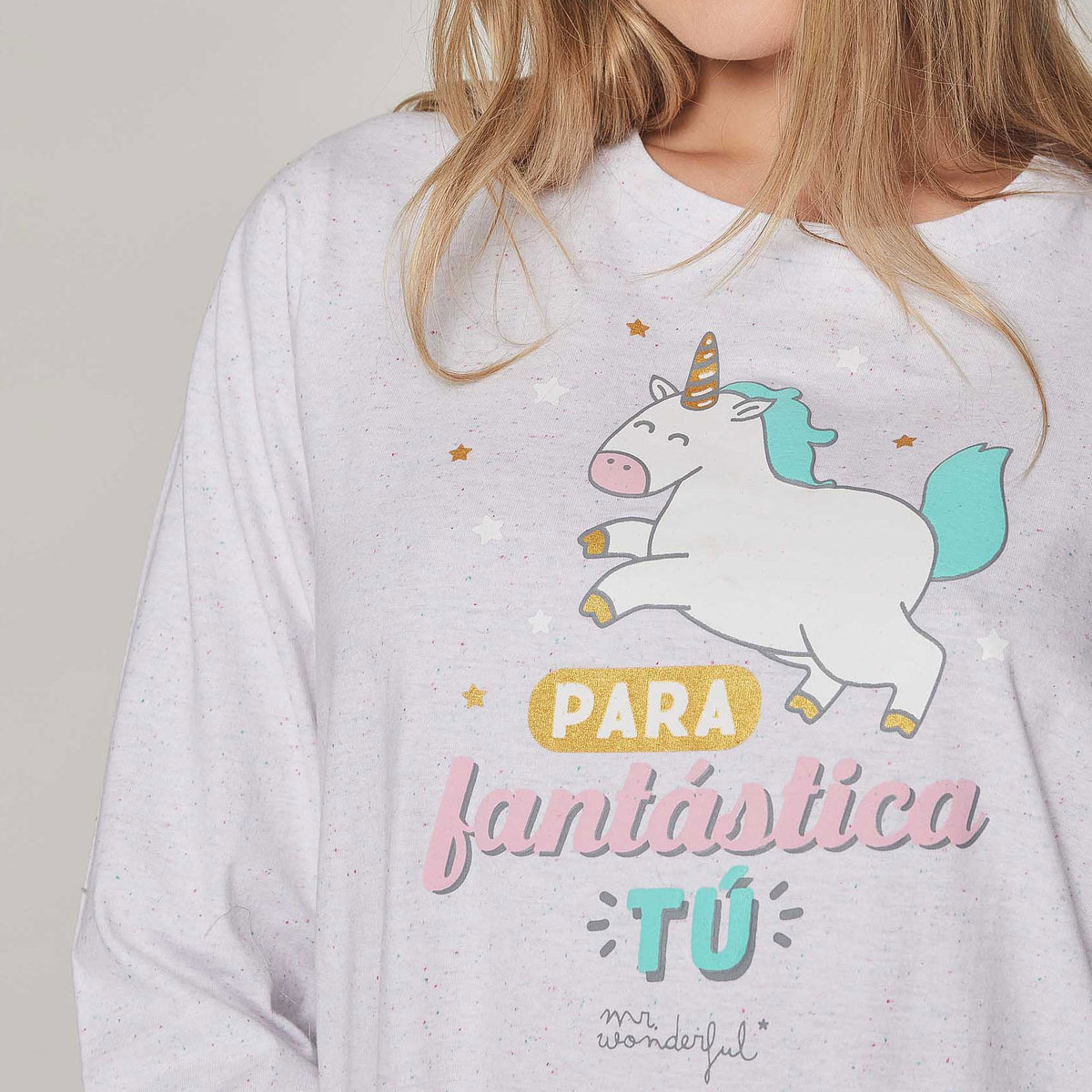 Pigiama donna caldo cotone Mr. Wonderful 55777 unicorno