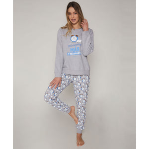 Pigiama donna Mr. Wonderful 55778 caldo invernale grigio