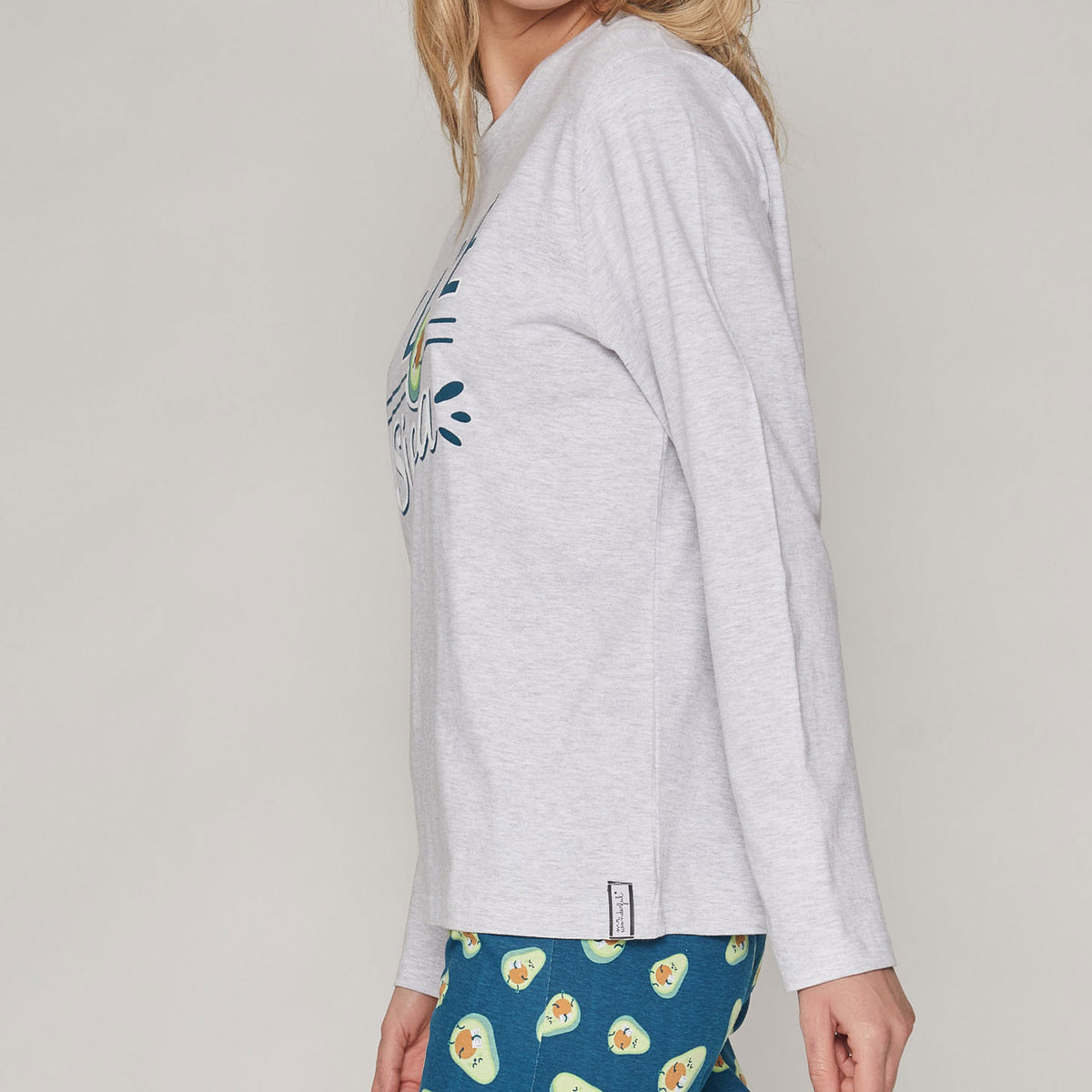 Pigiama donna caldo cotone Mr. Wonderful 55779 grigio petrolio