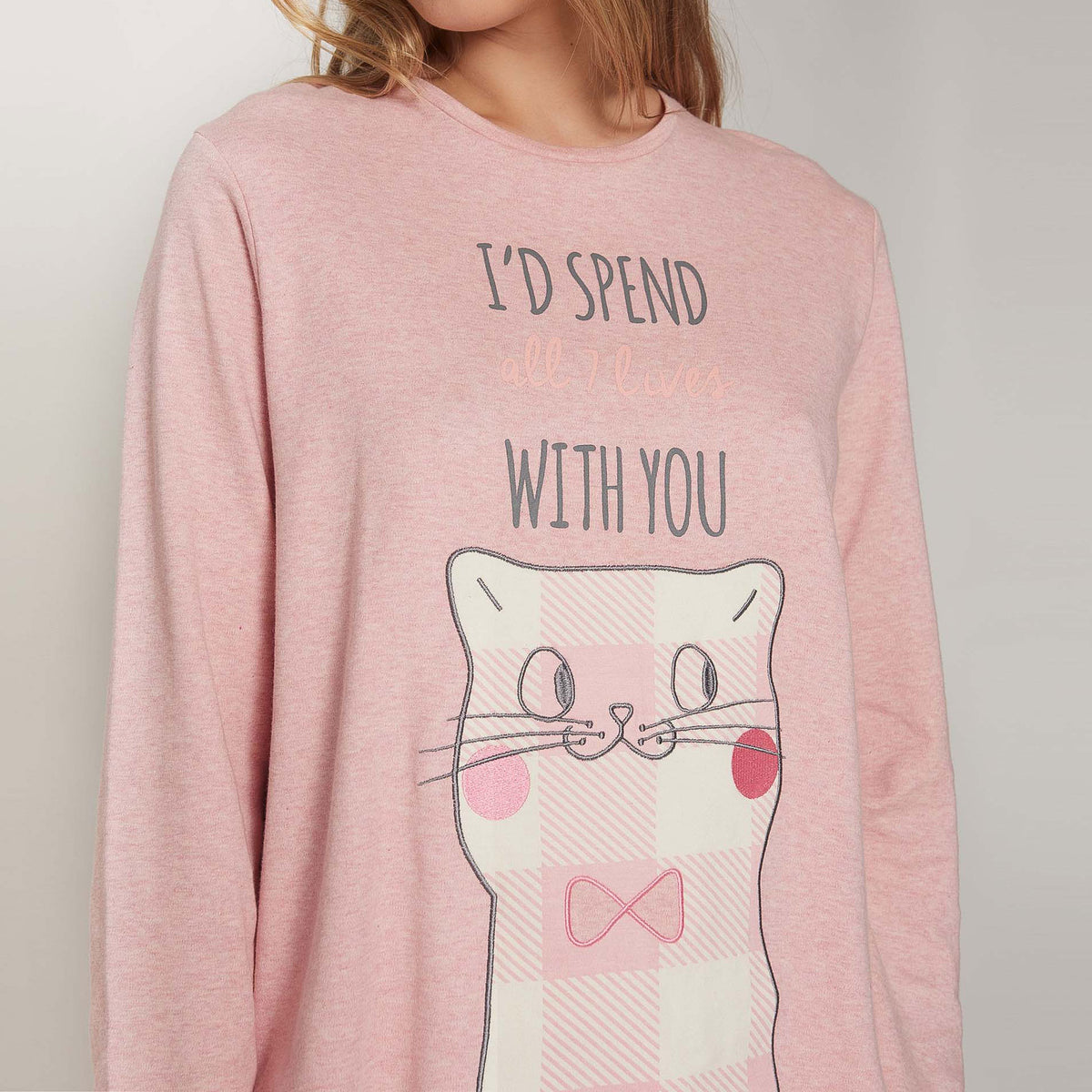 Pigiama donna Admas 55807 gatto rosa