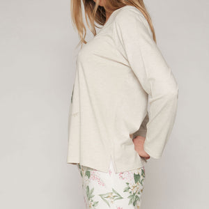 Pigiama donna Admas 55811 lungo stampa fiori beige