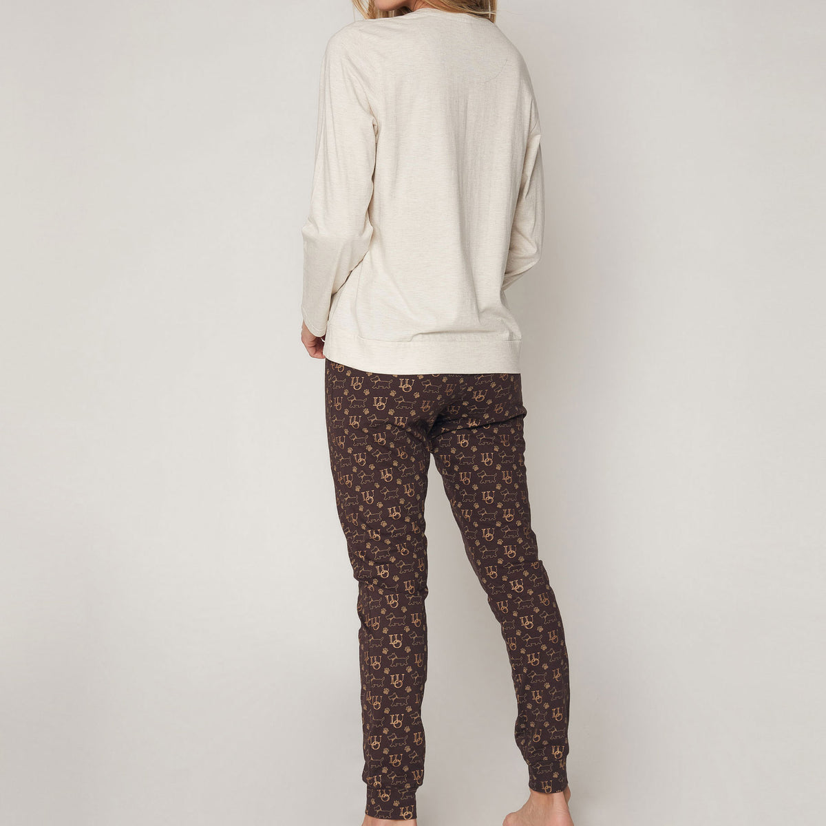 Pigiama donna Admas 55825 lungo beige cane