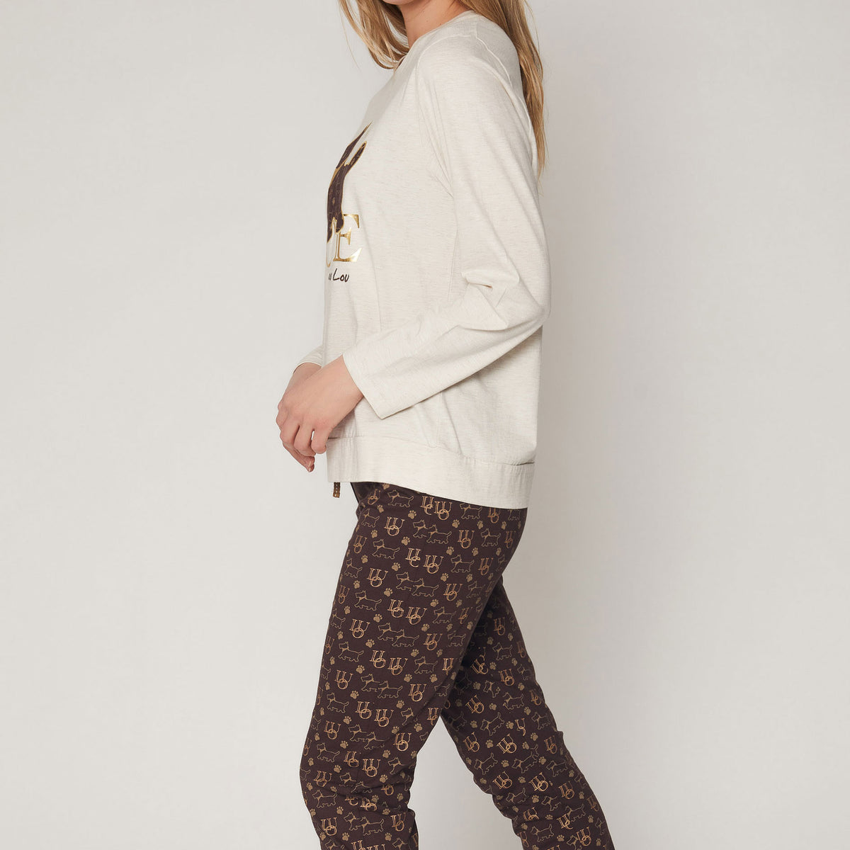 Pigiama donna Admas 55825 lungo beige cane