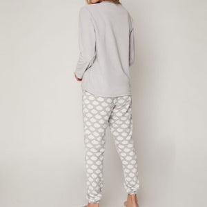 Pigiama Admas 55831 donna grigio nuvola micro pile