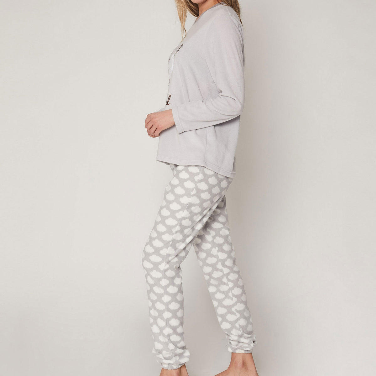 Pigiama Admas 55831 donna grigio nuvola micro pile