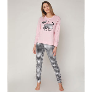Pigiama donna caldo cotone cane Admas 55833 rosa