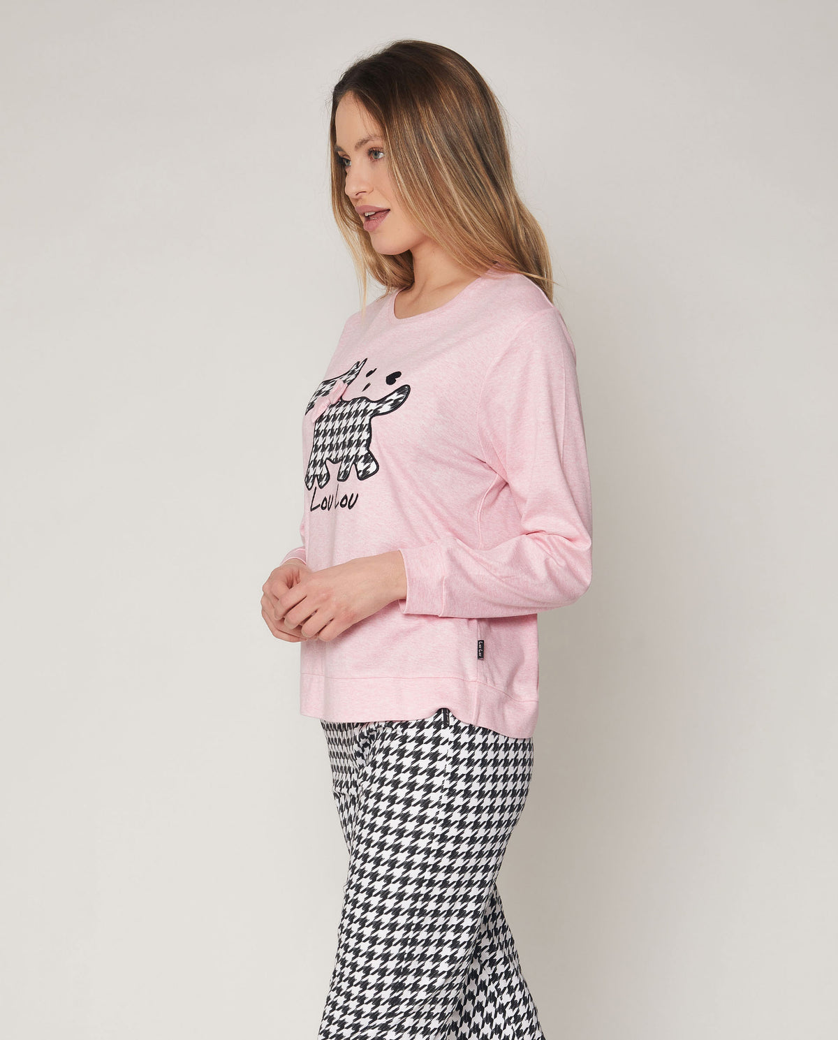 Pigiama donna caldo cotone cane Admas 55833 rosa