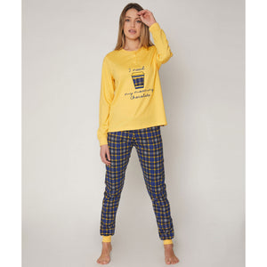Pigiama donna caldo cotone giallo Admas 55841