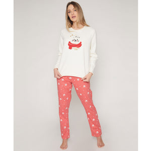 Pigiama donna caldo cotone foca crema corallo Admas 55844