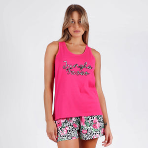 Pigiama donna canotta corto estivo Admas 55882 cotone fucsia