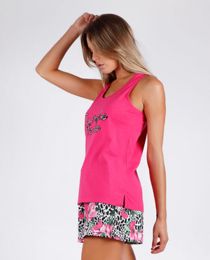 Pigiama donna canotta corto estivo Admas 55882 cotone fucsia
