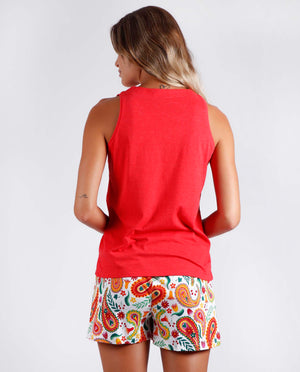  Pigiama donna canotta corto estivo Admas 55927 cotone rosso