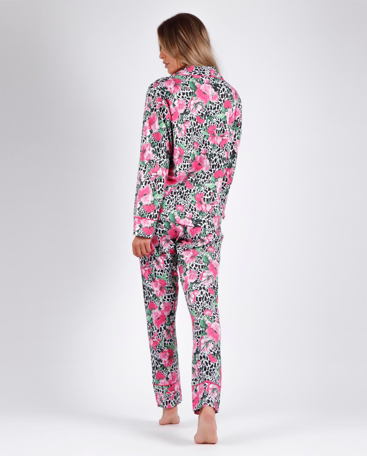 Pigiama lungo cotone donna Admas 55950 floreale fucsia