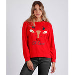 Felpa donna natalizia Admas 56111 caldo cotone felpato rossa