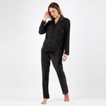Pigiama donna Admas 56153 gessato velluto nero