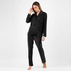 Pigiama donna Admas 56153 gessato velluto nero