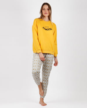 Pigiama donna invernale Admas 56172 caldo cotone ocra