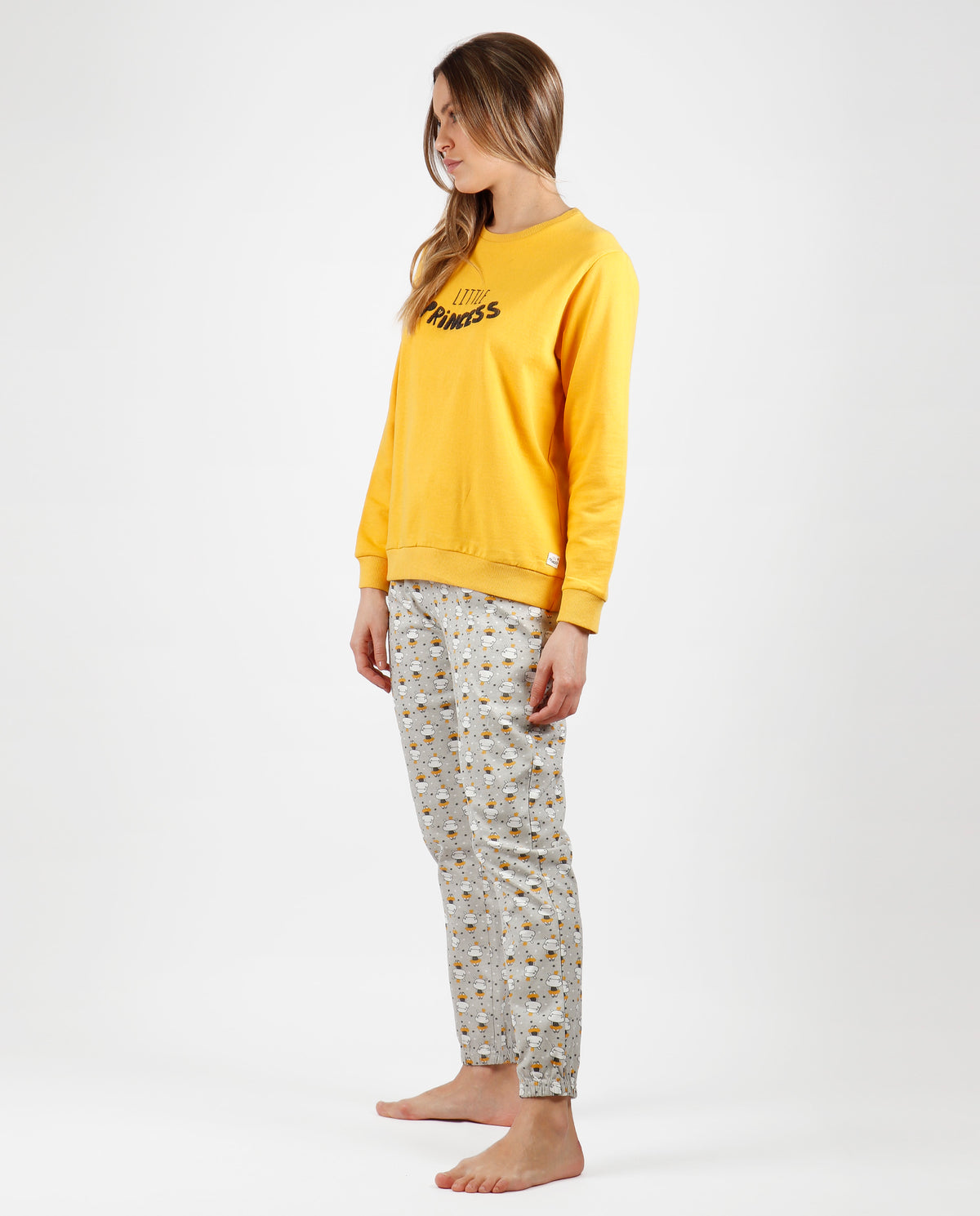 Pigiama donna invernale Admas 56172 caldo cotone ocra