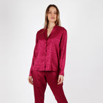 Pigiama donna chic elegante raso aperto Admas 56173 ciliegia